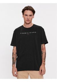 Tommy Jeans T-Shirt Linear Logo DM0DM17993 Czarny Regular Fit. Kolor: czarny. Materiał: bawełna