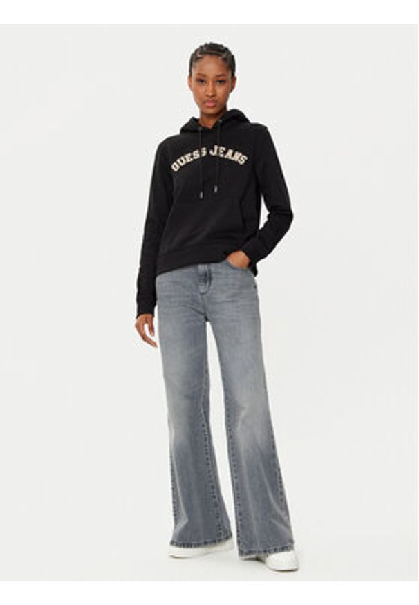 Guess Jeans Bluza W5RQ17 K68I4 Czarny Regular Fit. Kolor: czarny. Materiał: bawełna