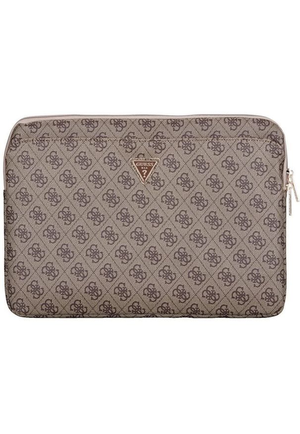 Torba Guess Sleeve 14" 4G Zipper Pocket Triangle Logo brązowy. Kolor: brązowy