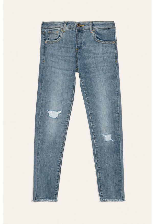 Guess Jeans - Jeansy dziecięce 125-175 cm. Kolor: niebieski. Materiał: jeans. Wzór: aplikacja