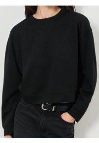 Sinsay - Bluza basic - czarny. Kolor: czarny. Materiał: wiskoza, dzianina