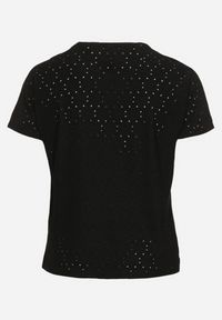 Born2be - Czarny T-shirt Ażurowy z Ozdobnymi Cyrkoniami Cevola. Okazja: na co dzień. Kolor: czarny. Wzór: ażurowy. Styl: casual #5