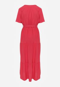 Born2be - Czerwona Rozkloszowana Sukienka Maxi z Wiązanym Paskiem Japhelia. Kolor: czerwony. Materiał: materiał. Styl: klasyczny. Długość: maxi #10