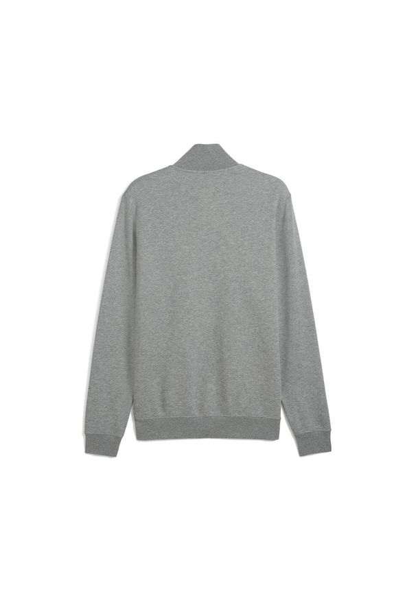 Puma - Męska kurtka dresowa Essentials z logo No. 1 PUMA Medium Gray Heather. Kolor: szary. Materiał: dresówka. Wzór: haft. Sport: bieganie