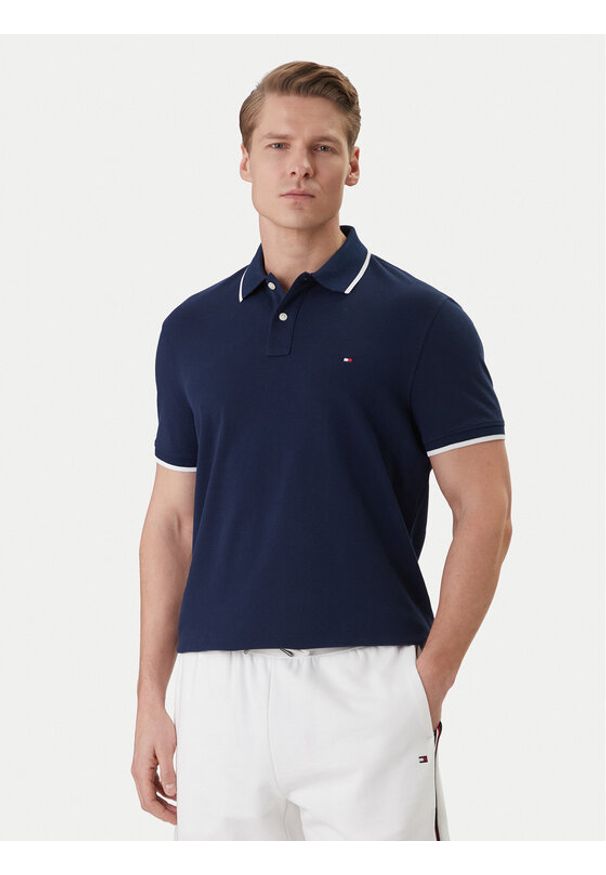 TOMMY HILFIGER - Tommy Hilfiger Polo Pique MW0MW42748 Granatowy Regular Fit. Typ kołnierza: polo. Kolor: niebieski. Materiał: bawełna