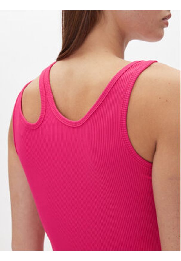 Hugo - HUGO Top Datruss 50537044 Różowy Slim Fit. Kolor: różowy. Materiał: syntetyk