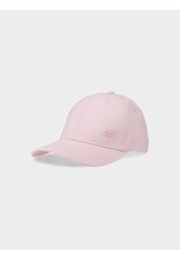 4f - Czapka z daszkiem strapback damska - różowa. Kolor: różowy. Materiał: materiał, bawełna. Sezon: lato. Styl: sportowy