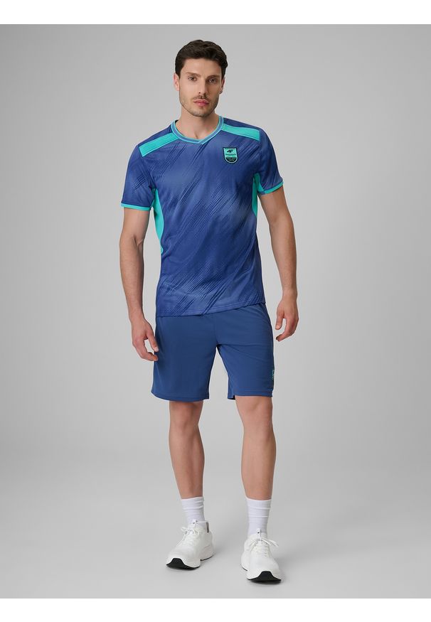 4f - 4F Spodenki piłkarskie szybkoschnące męskie - denim XXL. Kolor: niebieski. Materiał: denim. Sport: piłka nożna