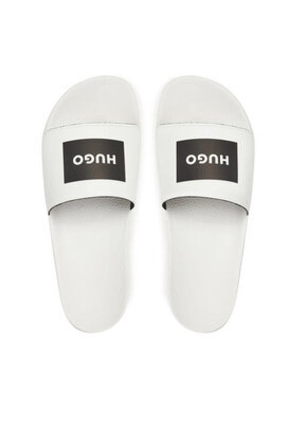 Hugo - HUGO Klapki Timein Slid 50548061 Biały. Kolor: biały. Materiał: syntetyk