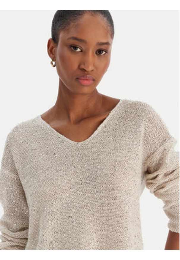 Vero Moda Bluzka Leilani 10318223 Beżowy Loose Fit. Kolor: beżowy. Materiał: syntetyk