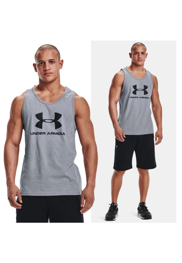 Under Armour - Koszulka męska tank top UNDER ARMOUR 1329589 bez rękawów. Kolor: szary. Długość rękawa: bez rękawów. Styl: sportowy