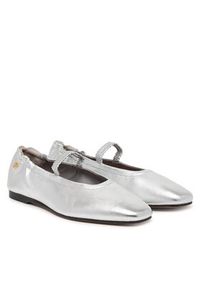 TOMMY HILFIGER - Tommy Hilfiger Baleriny Silver Lth Ellastic Ballerina FW0FW09466 Srebrny. Kolor: srebrny. Materiał: skóra #5