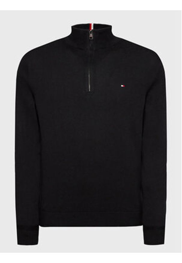 TOMMY HILFIGER - Tommy Hilfiger Sweter Pima MW0MW28049 Czarny Regular Fit. Kolor: czarny. Materiał: bawełna