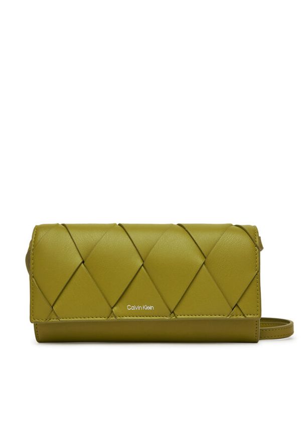 Calvin Klein Torebka Ck Woven Convertible Wallet Bag K60K612970 Zielony. Kolor: zielony. Materiał: skórzane