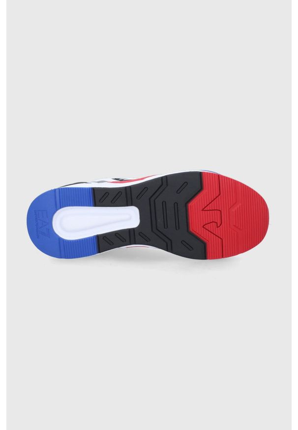 EA7 Emporio Armani Buty kolor biały na płaskiej podeszwie. Nosek buta: okrągły. Zapięcie: sznurówki. Kolor: biały. Materiał: guma. Obcas: na płaskiej podeszwie