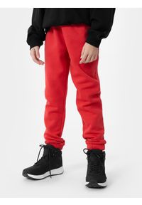 4F JUNIOR - Spodnie dresowe joggery dziewczęce. Okazja: na co dzień. Kolor: czerwony. Materiał: dresówka. Styl: casual #2