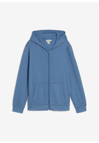 bonprix - Bluza rozpinana z kapturem, z miękkiej mieszanki bawełny. Typ kołnierza: kaptur. Kolor: niebieski. Materiał: bawełna #1