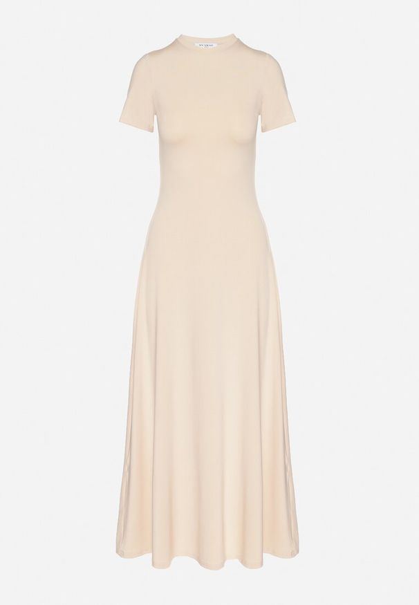 Born2be - Jasnobeżowa Sukienka o Taliowanym Kroju z Krótkim Rękawem Liravise. Okazja: na co dzień. Kolor: beżowy. Długość rękawa: krótki rękaw. Sezon: wiosna, lato. Typ sukienki: rozkloszowane. Styl: elegancki, klasyczny, casual