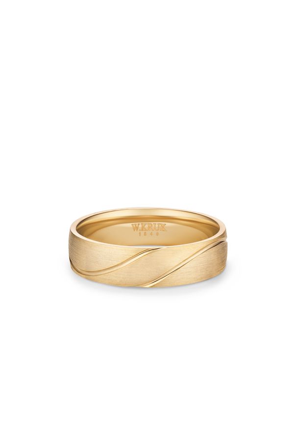 W.KRUK - Obrączka ślubna złota BOLLETA męska. Materiał: złote. Kolor: złoty. Wzór: aplikacja, gładki
