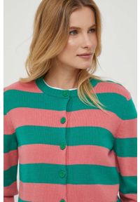 United Colors of Benetton kardigan wełniany kolor zielony lekki. Kolor: zielony. Materiał: wełna. Długość rękawa: długi rękaw. Długość: długie #4