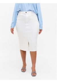 Zizzi Spódnica jeansowa J10771A Biały Regular Fit. Kolor: biały. Materiał: jeans #1