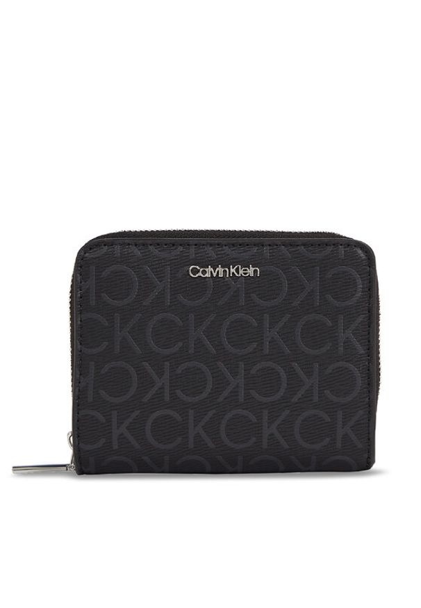 Calvin Klein Mały Portfel Damski Ck Must Md Z/A Wallet_Epi Mono K60K611932 Czarny. Kolor: czarny. Materiał: skóra