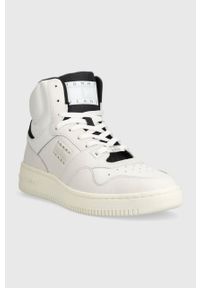 Tommy Jeans sneakersy skórzane TJM BASKET MID LEATHER kolor biały EM0EM01258. Zapięcie: sznurówki. Kolor: biały. Materiał: skóra #3