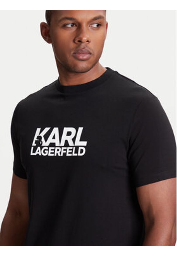 Karl Lagerfeld - KARL LAGERFELD T-Shirt 755087 553235 Czarny Regular Fit. Typ kołnierza: dekolt w karo. Kolor: czarny. Materiał: bawełna