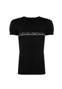 Emporio Armani T-shirt "C-neck" | 1110353F729 | Mężczyzna | Czarny. Okazja: na co dzień. Kolor: czarny. Materiał: elastan, bawełna. Wzór: napisy. Styl: casual, klasyczny