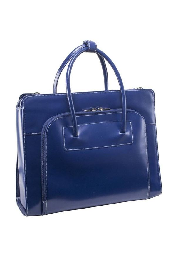 MCKLEIN - Skórzana teczka damska Mcklein Lake Forest 94337 na laptopa 15,4" granatowa. Kolor: niebieski. Materiał: skórzane. Styl: casual. Rodzaj torebki: do ręki