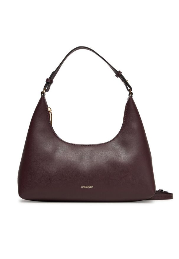 Calvin Klein Torebka Foil Logo Conv Shoulder Bag LV04F3272G Bordowy. Kolor: czerwony. Materiał: skórzane