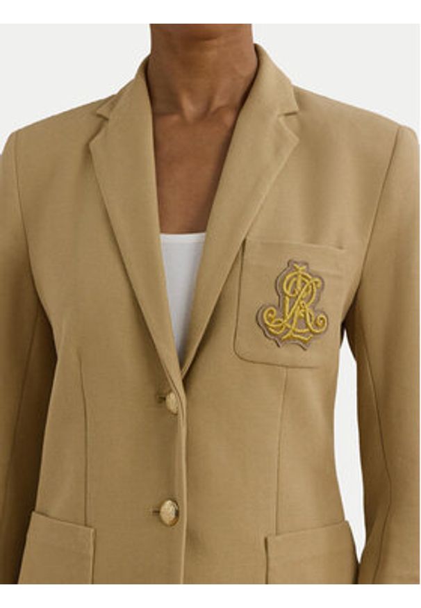 Lauren Ralph Lauren Marynarka 200797305013 Beżowy Regular Fit. Kolor: beżowy. Materiał: bawełna