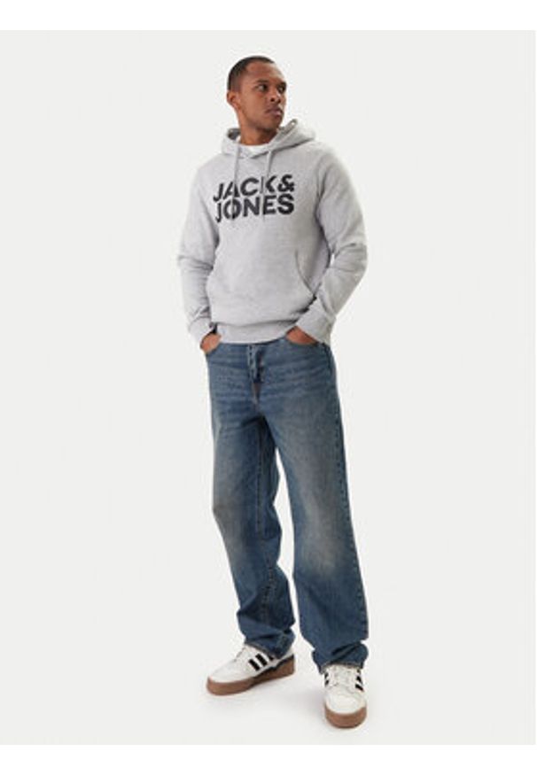 Jack & Jones Bluza Corp Logo 12152840 Szary Regular Fit. Kolor: szary. Materiał: bawełna