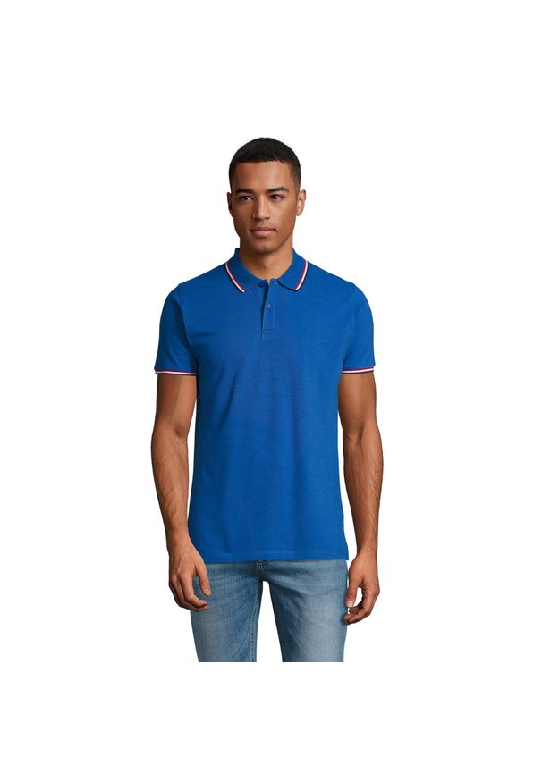 SOL'S - Męska Koszulka Polo Prestige. Typ kołnierza: polo. Kolor: niebieski