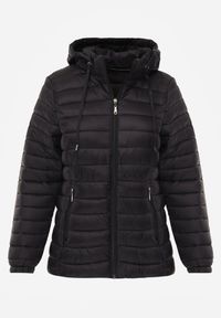 Renee - Czarna Pikowana Kurtka Przejściowa z Kapturem z Możliwością Odpięcia Feziel. Typ kołnierza: kaptur. Kolor: czarny. Materiał: jeans. Styl: elegancki #2