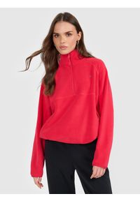 4f - 4F Polar regular bez kaptura damski - czerwony M. Typ kołnierza: bez kaptura. Kolor: czerwony. Materiał: polar. Długość rękawa: raglanowy rękaw #1
