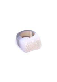 Brazi Druse Jewelry - Pierścionek Agat Druza Biała rozmiar 16. Kolor: biały. Kamień szlachetny: agat #1
