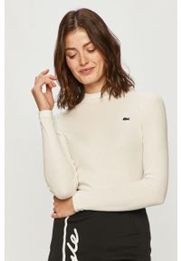 Lacoste - Longsleeve. Okazja: na co dzień. Kolor: biały. Materiał: bawełna, dzianina, elastan. Wzór: gładki. Styl: casual #1