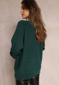 Renee - Ciemnozielony Dzianinowy Sweter z Rękawami typu Nietoperz Cascapia. Kolor: zielony. Materiał: dzianina. Styl: klasyczny #4