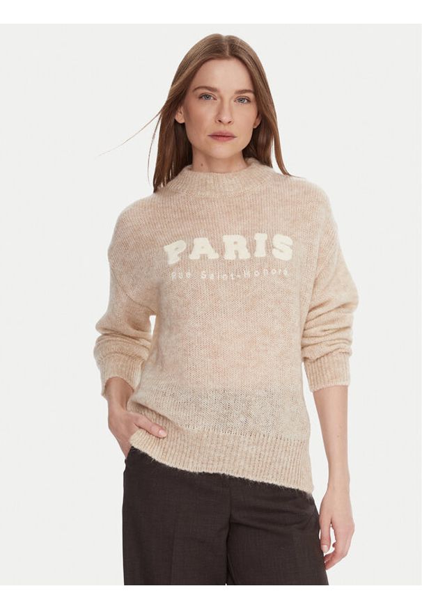 Kontatto Sweter 3M0915C Beżowy Regular Fit. Kolor: beżowy. Materiał: wełna
