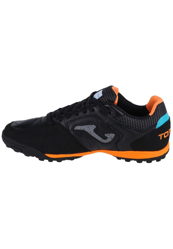 Buty do piłki nożnej męskie Joma Top Flex TF. Zapięcie: sznurówki. Kolor: czarny. Materiał: guma, materiał, tkanina, skóra. Szerokość cholewki: normalna. Sport: piłka nożna