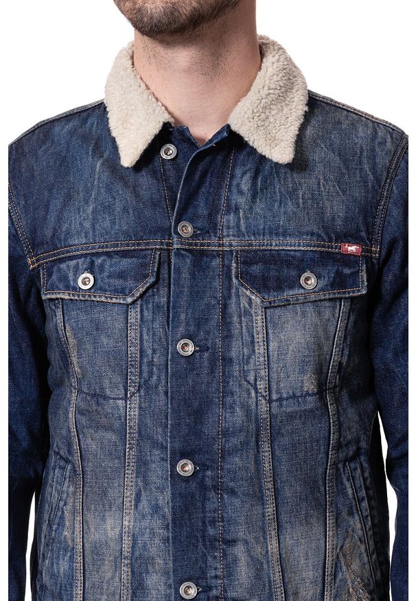 Mustang - MUSTANG New York Shearling MĘSKA KURTKA SHERPA JEANSOWA DENIM BLUE 1006704 5000 984. Materiał: denim, jeans