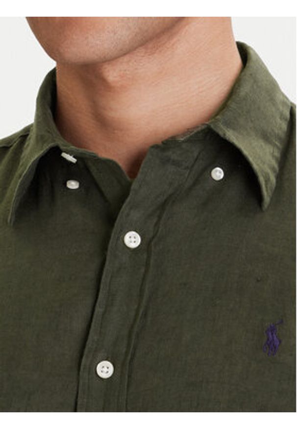 Polo Ralph Lauren Koszula 710966294508 Zielony Regular Fit. Typ kołnierza: polo. Kolor: zielony. Materiał: len