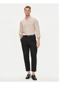 TOMMY HILFIGER - Tommy Hilfiger Koszula MW0MW34633 Beżowy Slim Fit. Kolor: beżowy. Materiał: bawełna, len