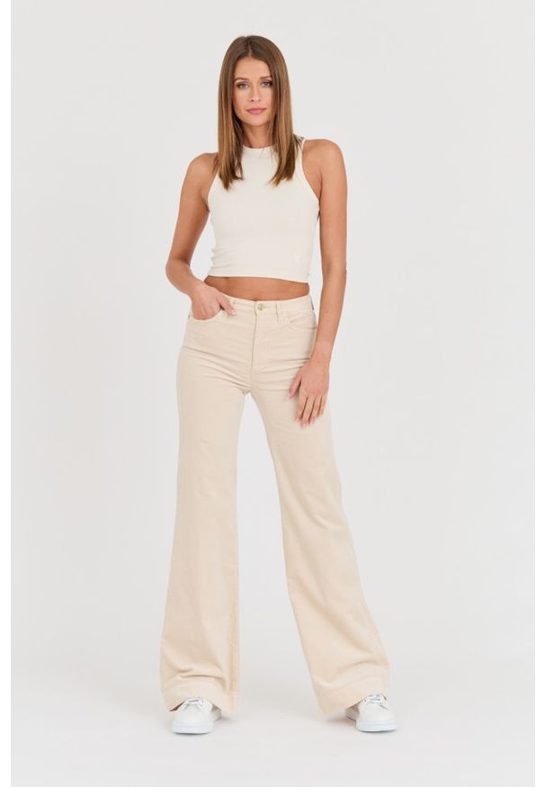 7 FOR ALL MANKIND Beżowe damskie spodnie Modern Dojo Velvet, Rozmiar 28. Kolor: beżowy