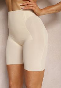 Renee - Beżowe Majtki Modelujące High Waist z Push-Upem Furbia. Stan: podwyższony. Kolor: beżowy. Materiał: jeans, materiał #4