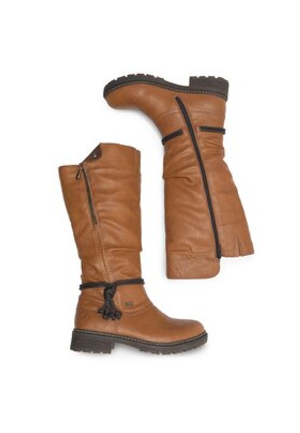 Rieker Kozaki Z4758-24 Brązowy. Kolor: brązowy. Materiał: syntetyk