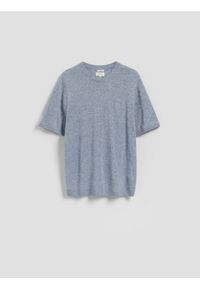 Reserved - T-shirt regular z lnem - niebieski. Kolor: niebieski. Materiał: len #1