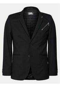 Karl Lagerfeld - KARL LAGERFELD Marynarka 155233 542083 Czarny Slim Fit. Typ kołnierza: dekolt w karo. Kolor: czarny. Materiał: wełna #3