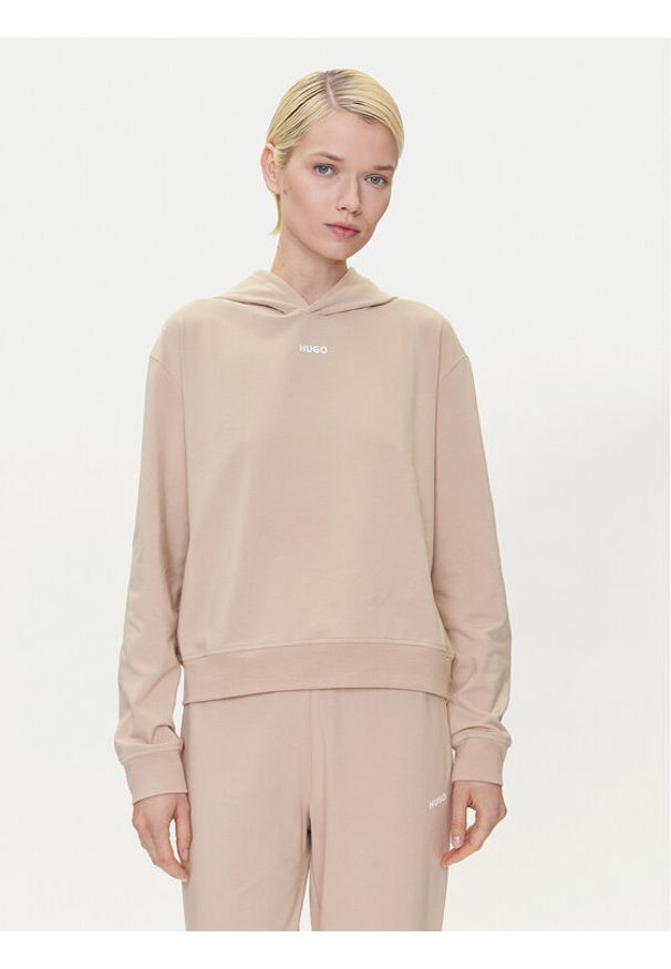 Hugo - HUGO Bluza 50490594 Beżowy Regular Fit. Kolor: beżowy. Materiał: bawełna